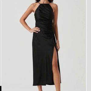 NWOT ASTR the Label black midi slit dress